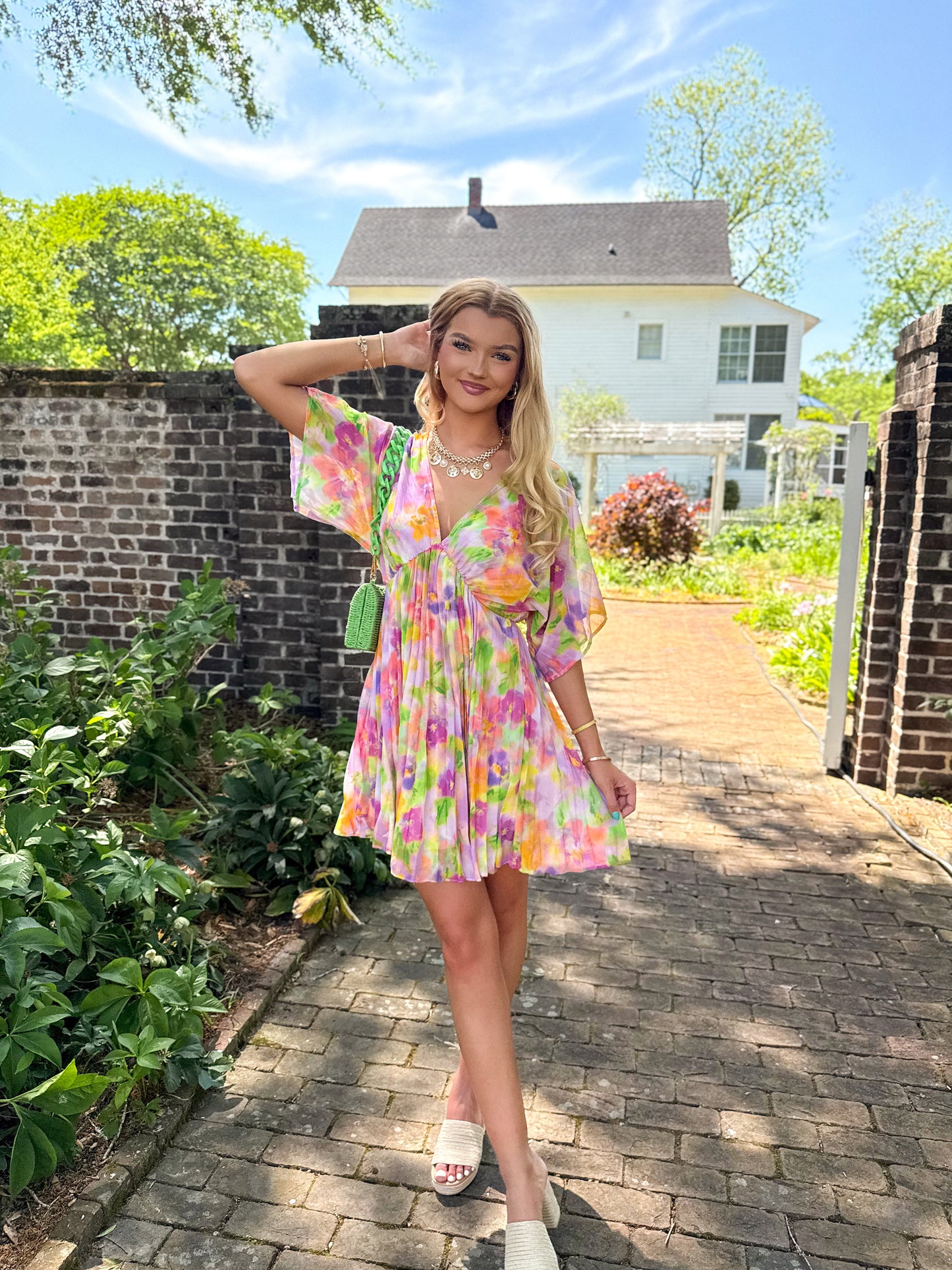 Petals & Prosecco Pleated Dress