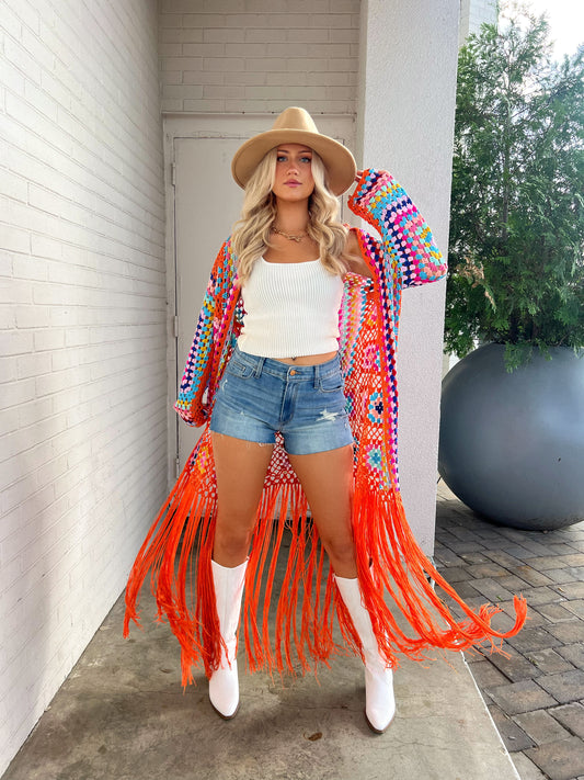 All I Really Want Crochet Duster: Orange PREORDER