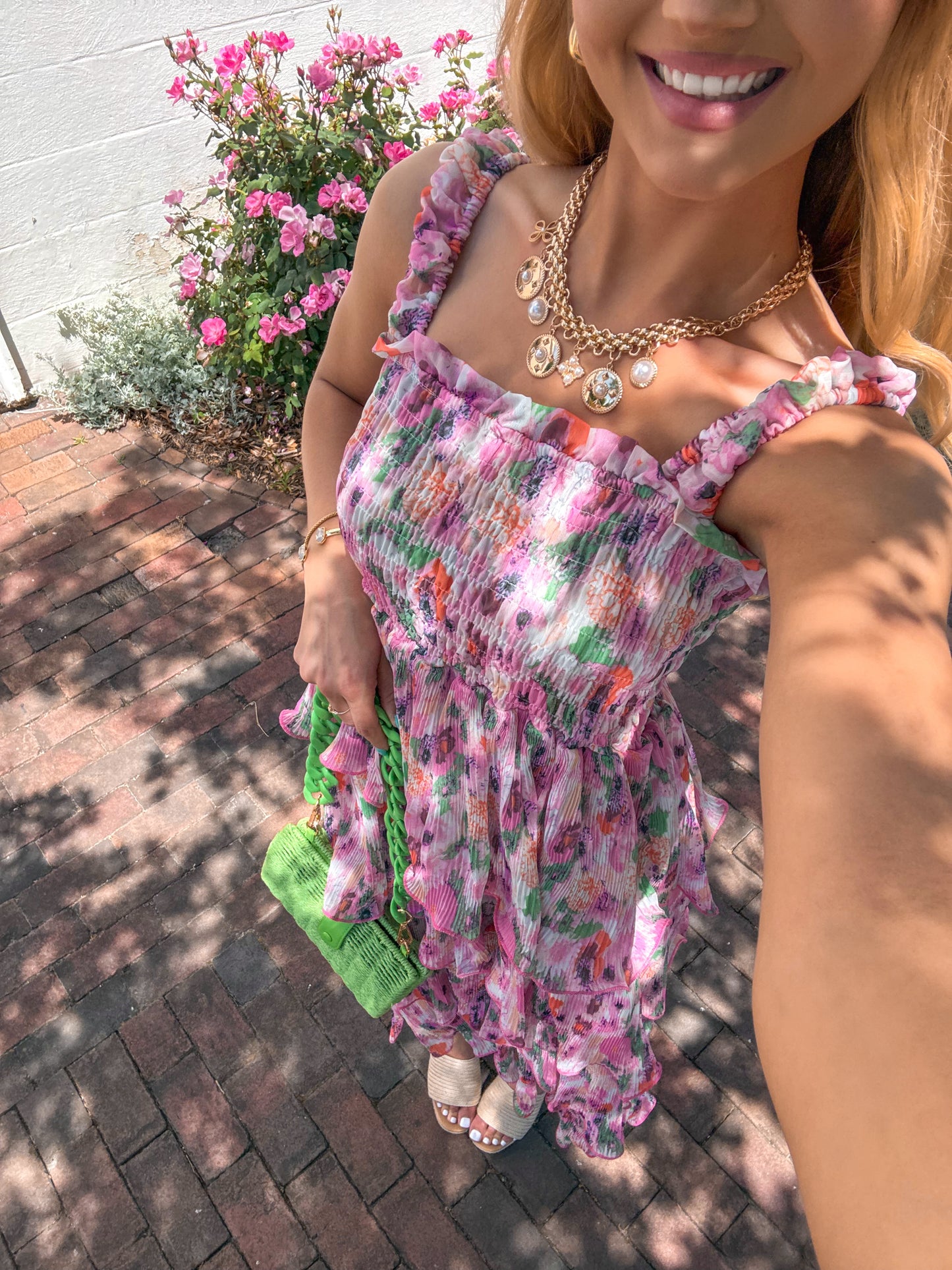 LaBelle Floral Tiered Midi Dress