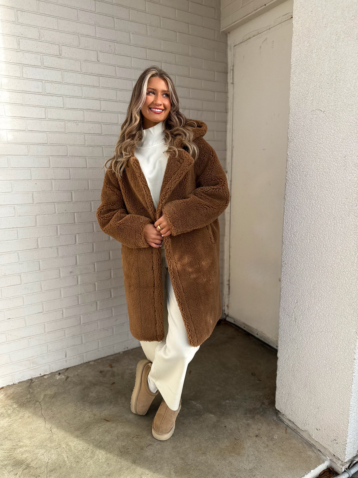 Go Where You Choose Sherpa Coat: Brown