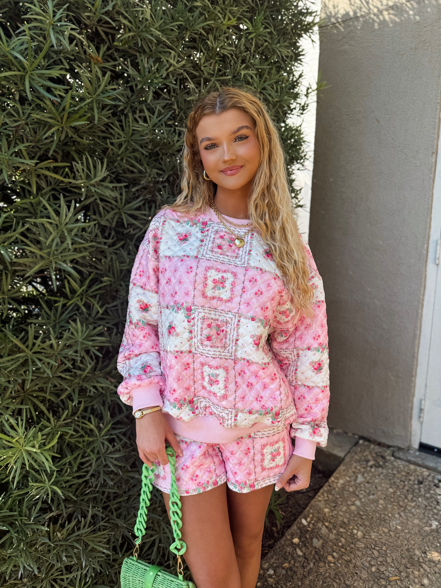 Pink Garden Quilted Set