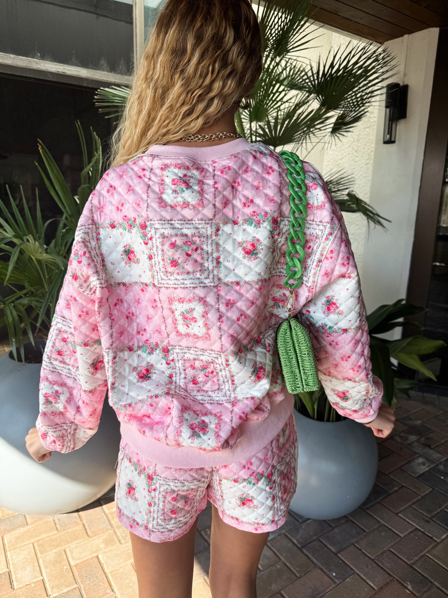 Pink Garden Quilted Set