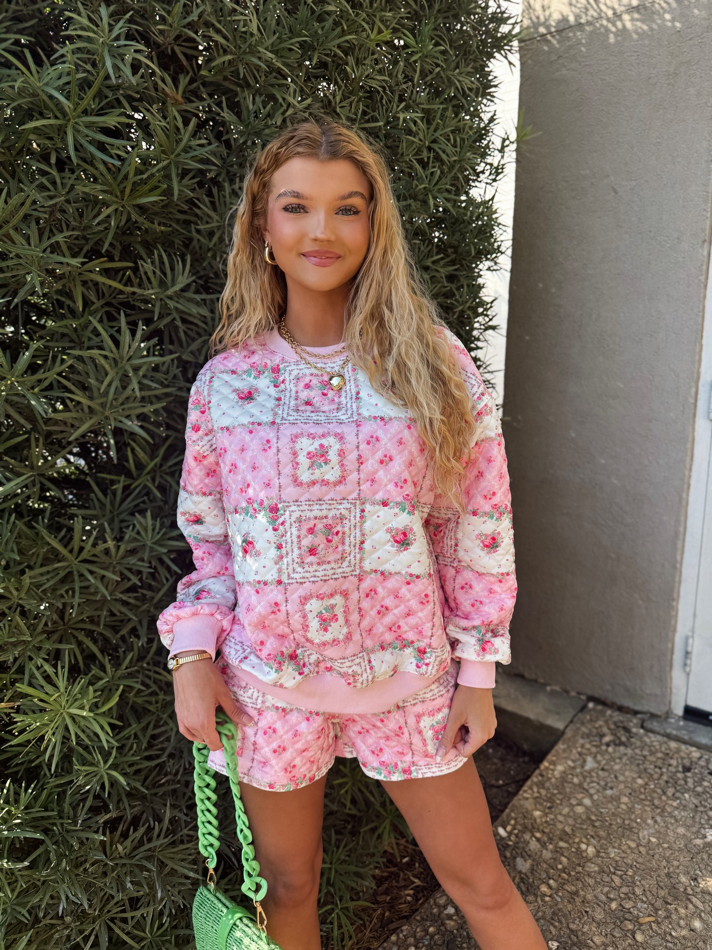 Pink Garden Quilted Set