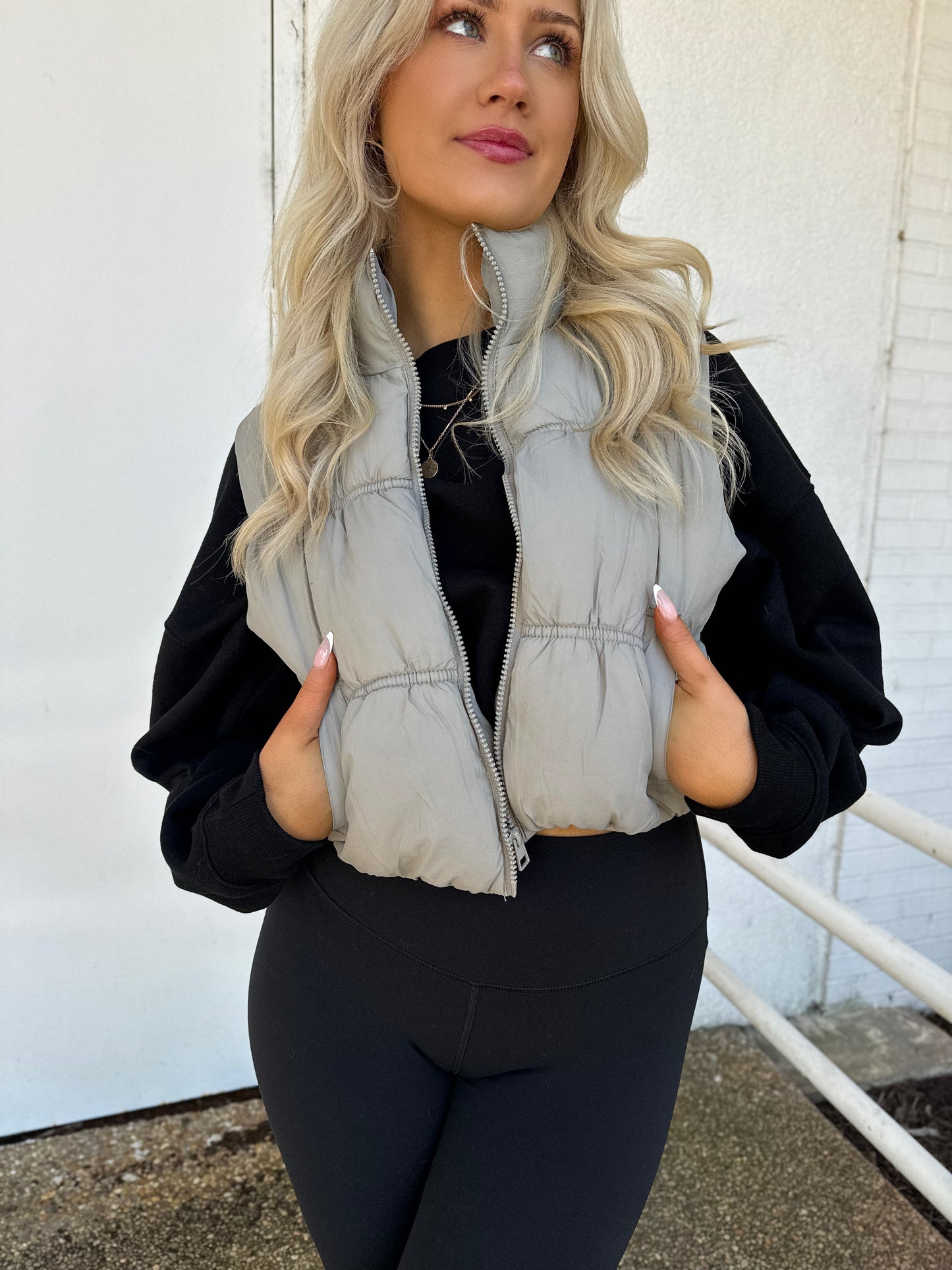 Back At It Puffer Vest: Grey