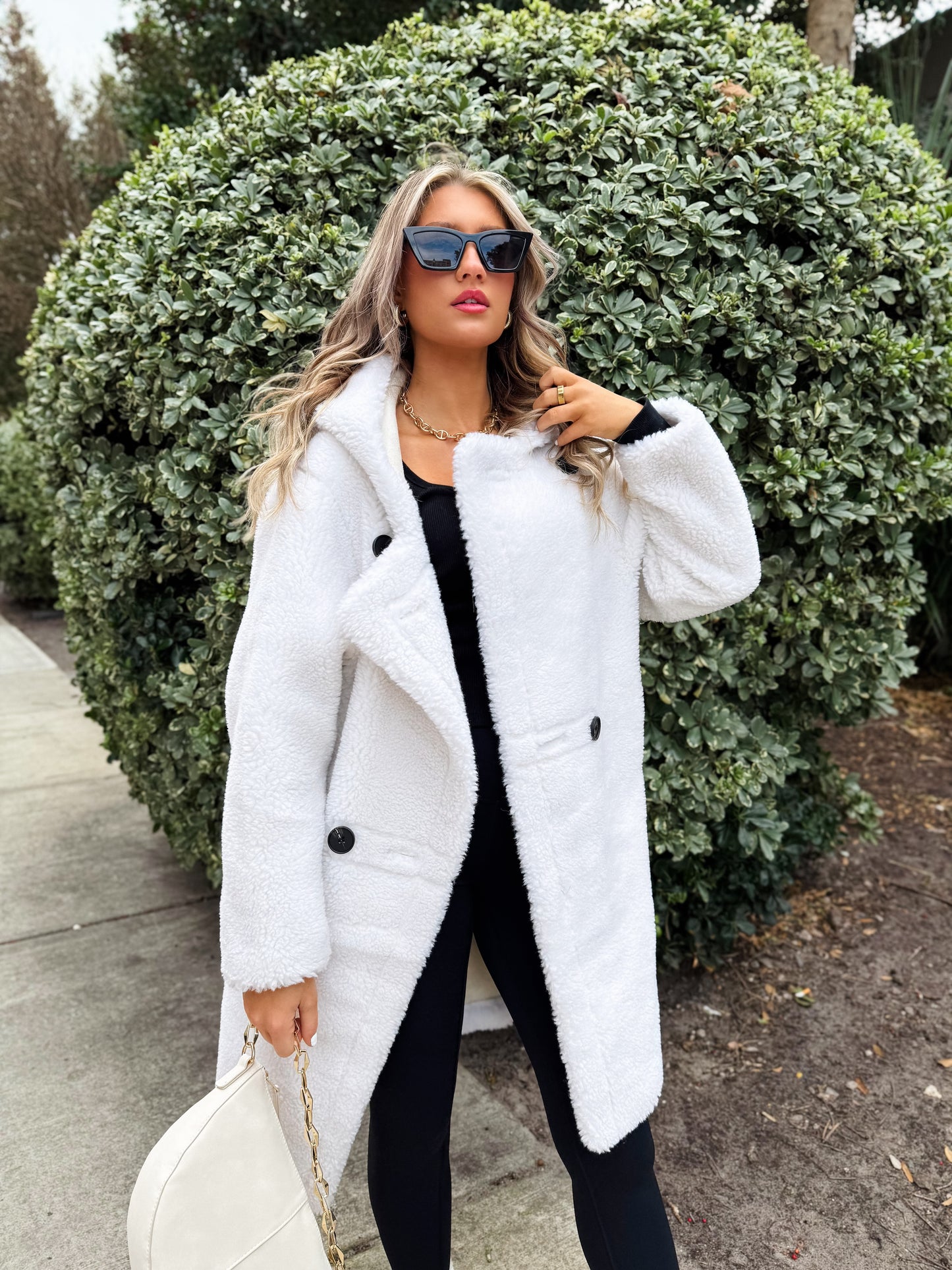 Go Where You Choose Sherpa Coat: White