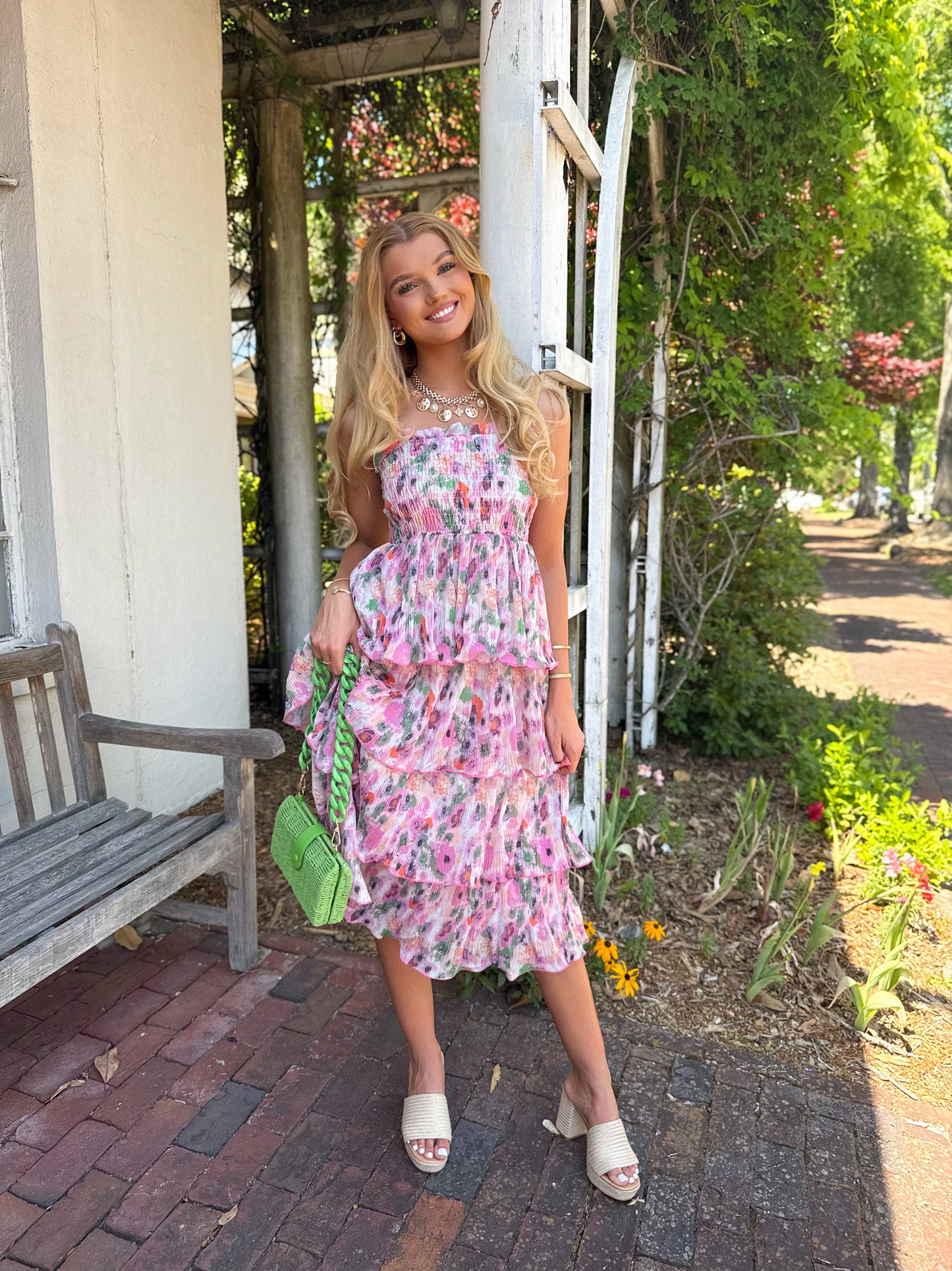 LaBelle Floral Tiered Midi Dress