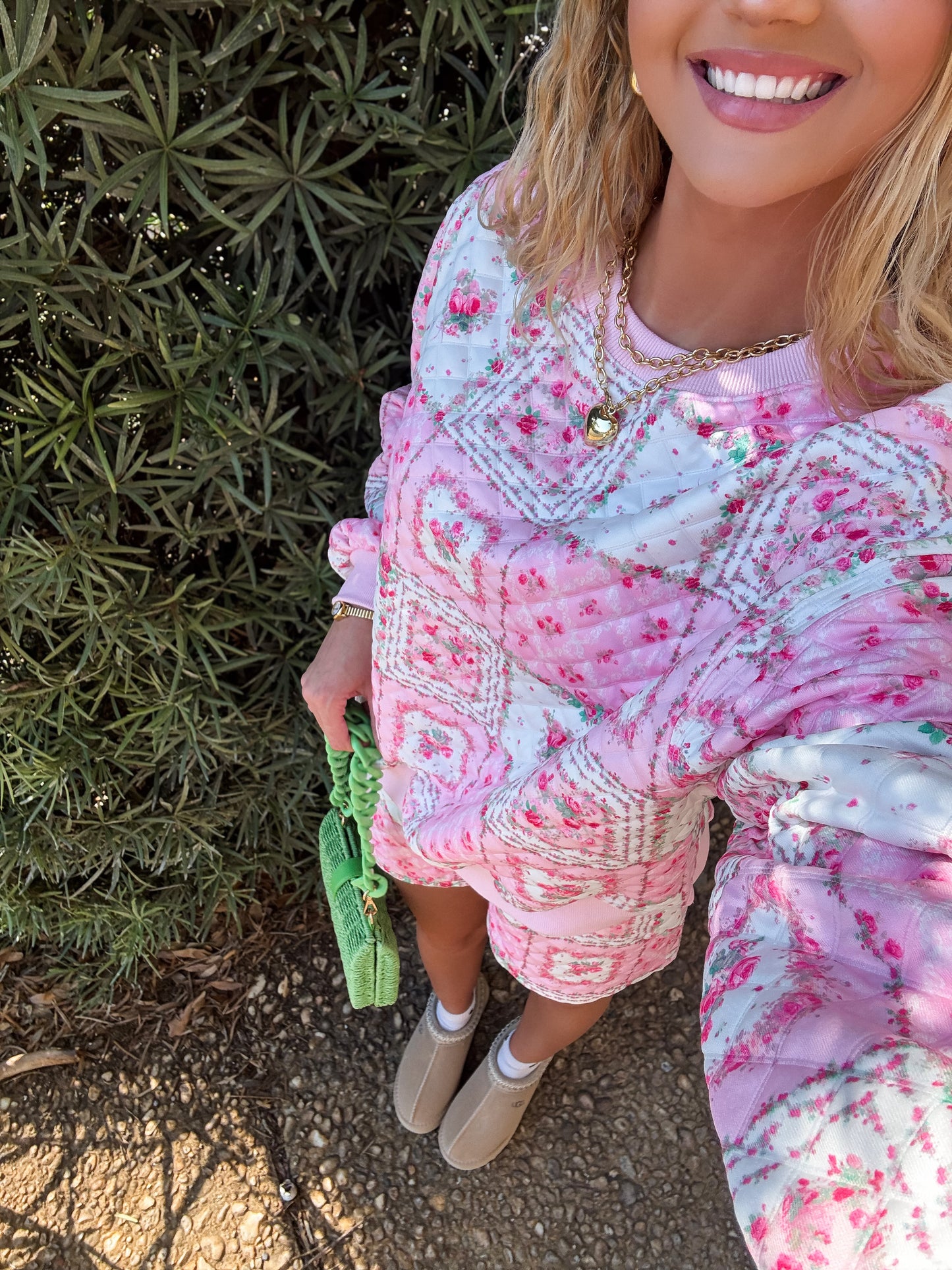 Pink Garden Quilted Set