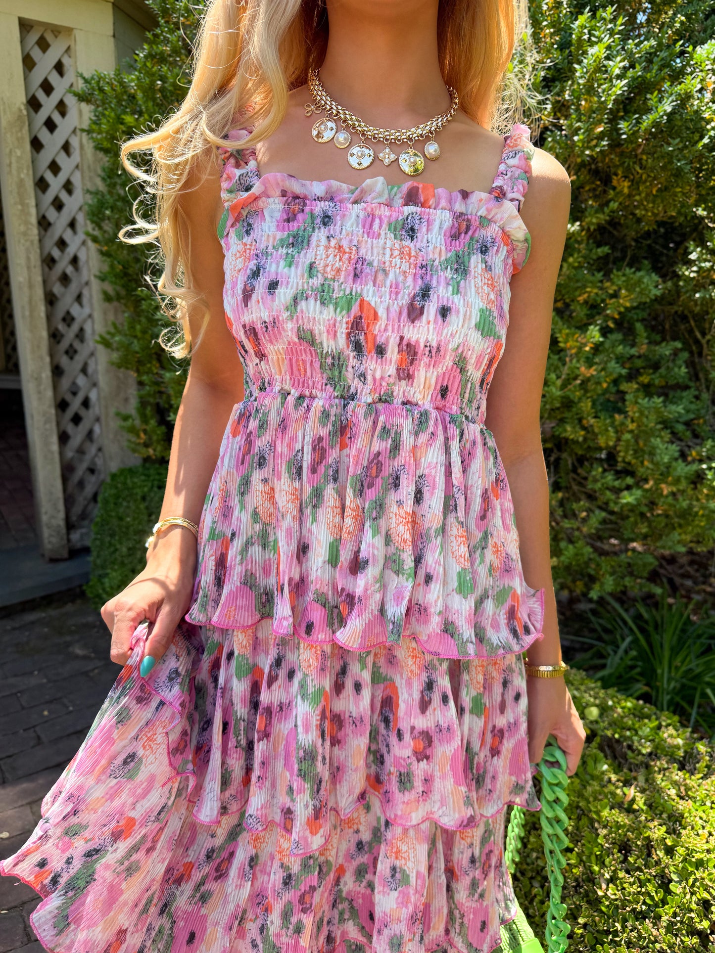 LaBelle Floral Tiered Midi Dress