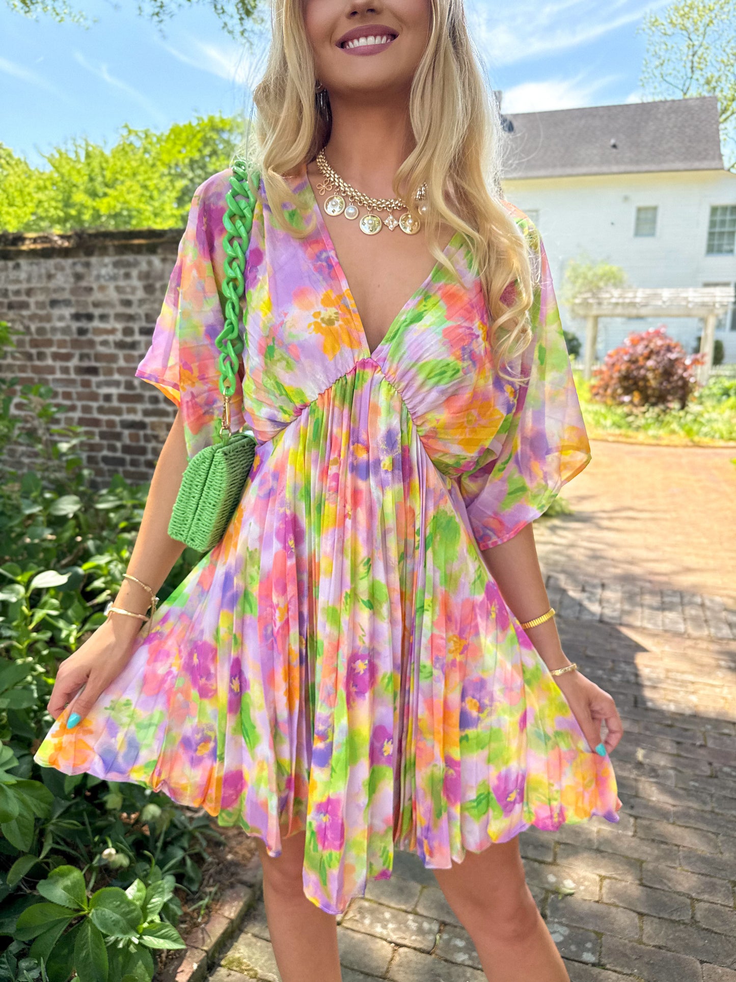 Petals & Prosecco Pleated Dress