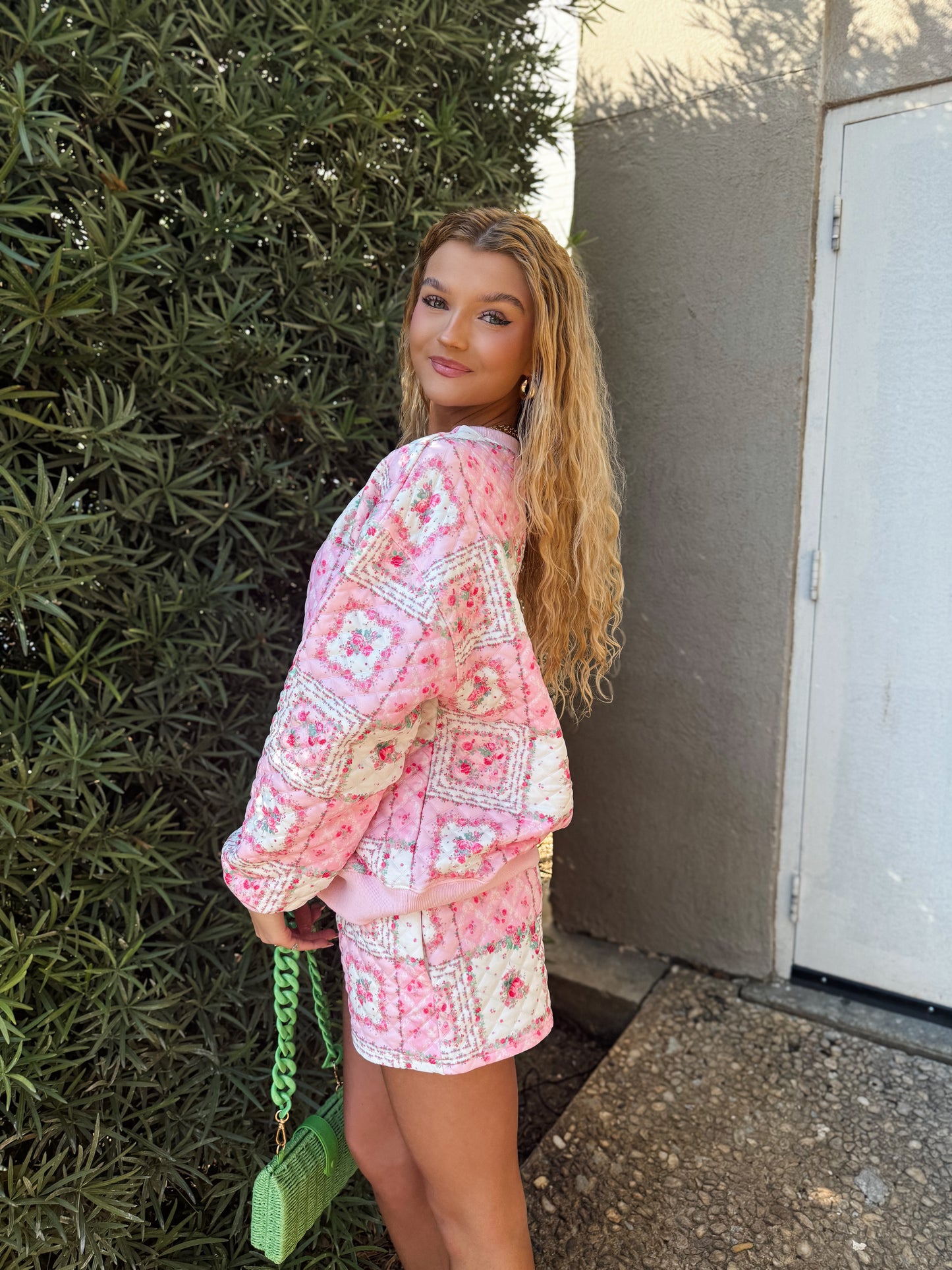 Pink Garden Quilted Set