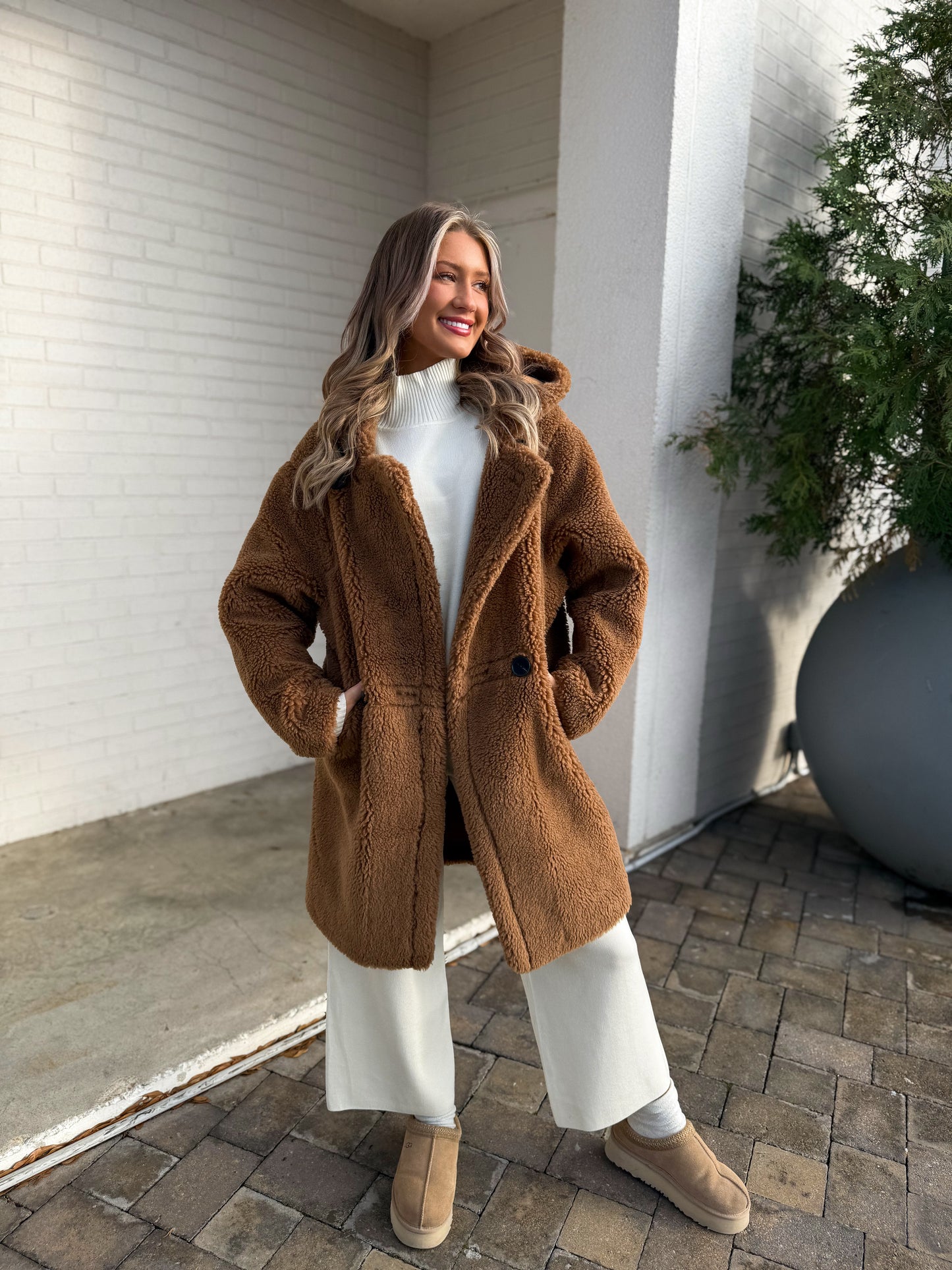 Go Where You Choose Sherpa Coat: Brown