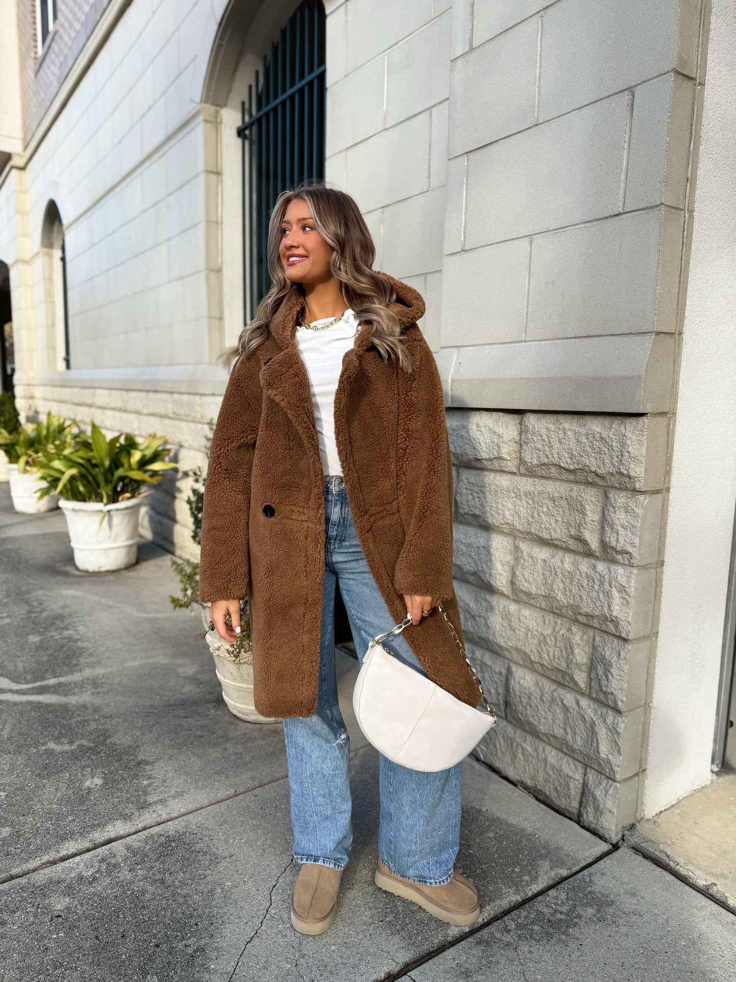 Go Where You Choose Sherpa Coat: Brown