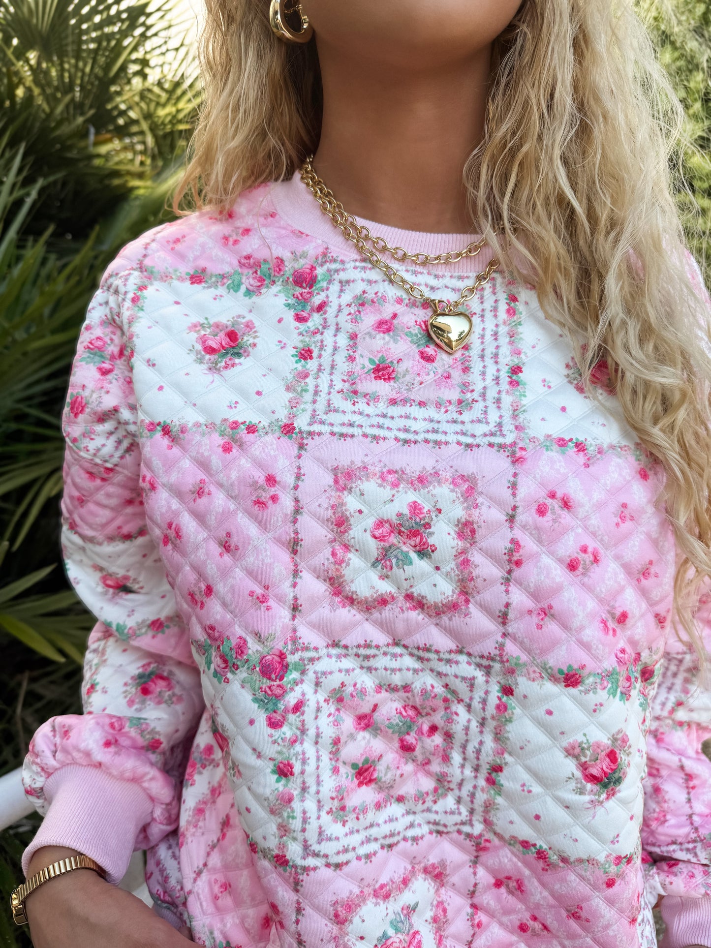 Pink Garden Quilted Set