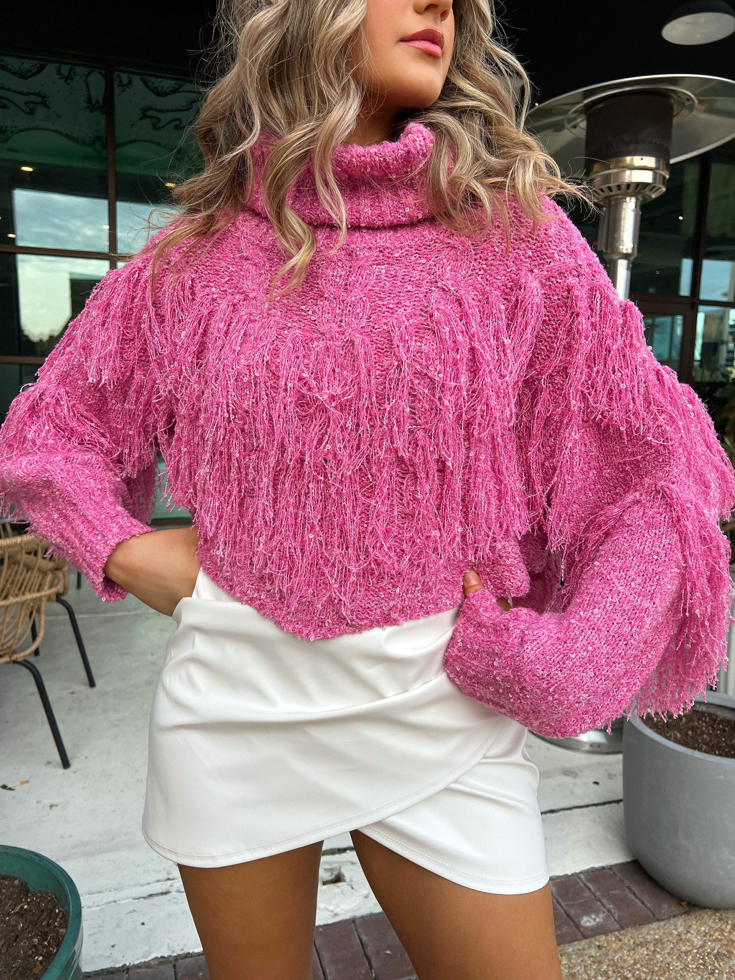 Good Ideas Pink Fringe Sweater